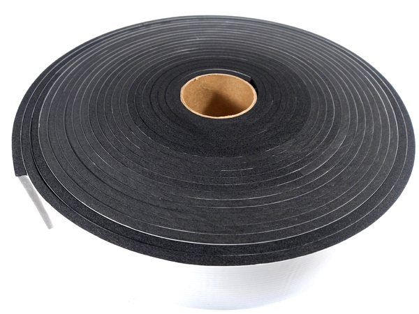 Fita de Vedação em Espuma Neoprene Preto Adesivo 1 Lado 5mm x 50mm x 10m 